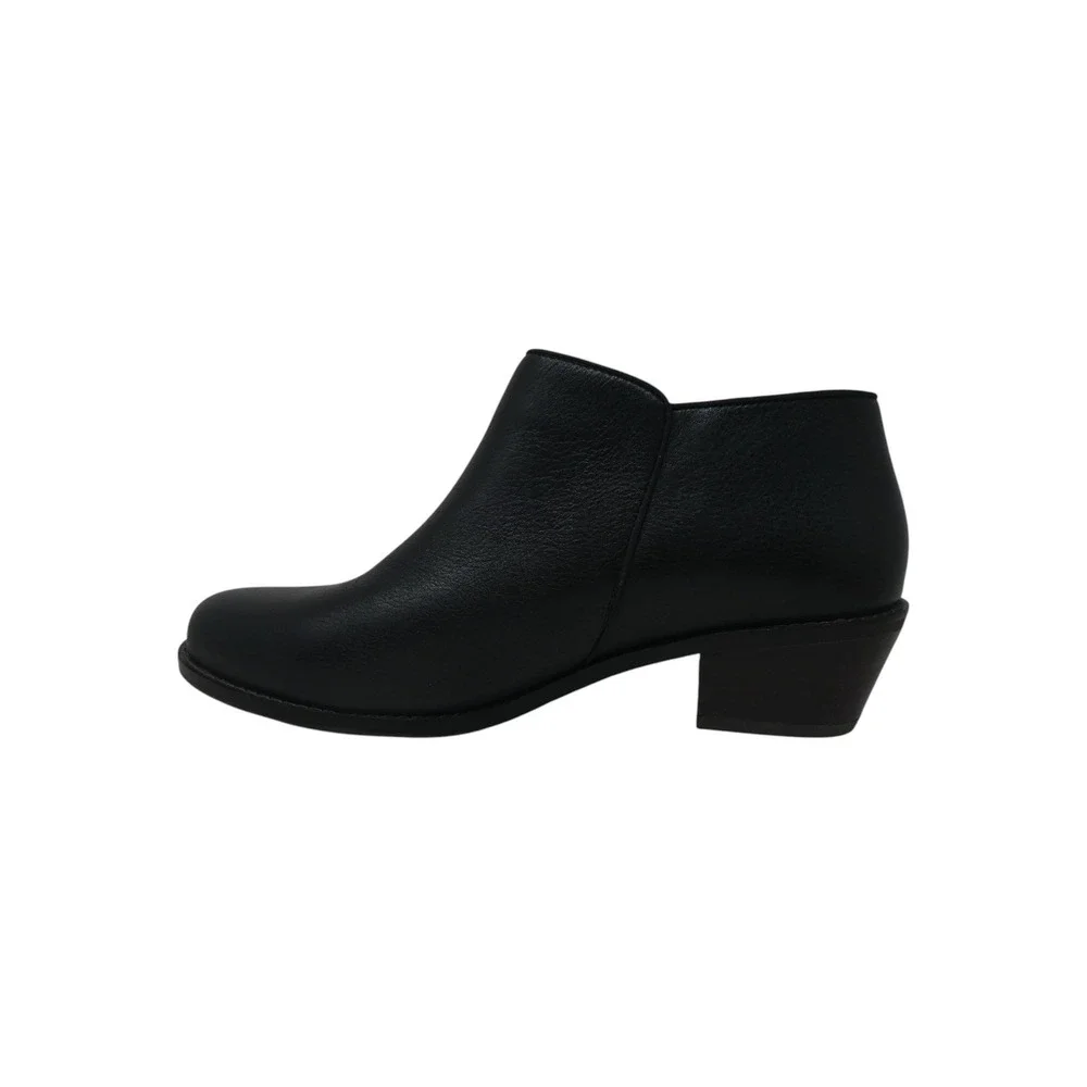 Vionic Jolene Ankle Boots Women 7.5 Black Leather Low Heel Side Zip